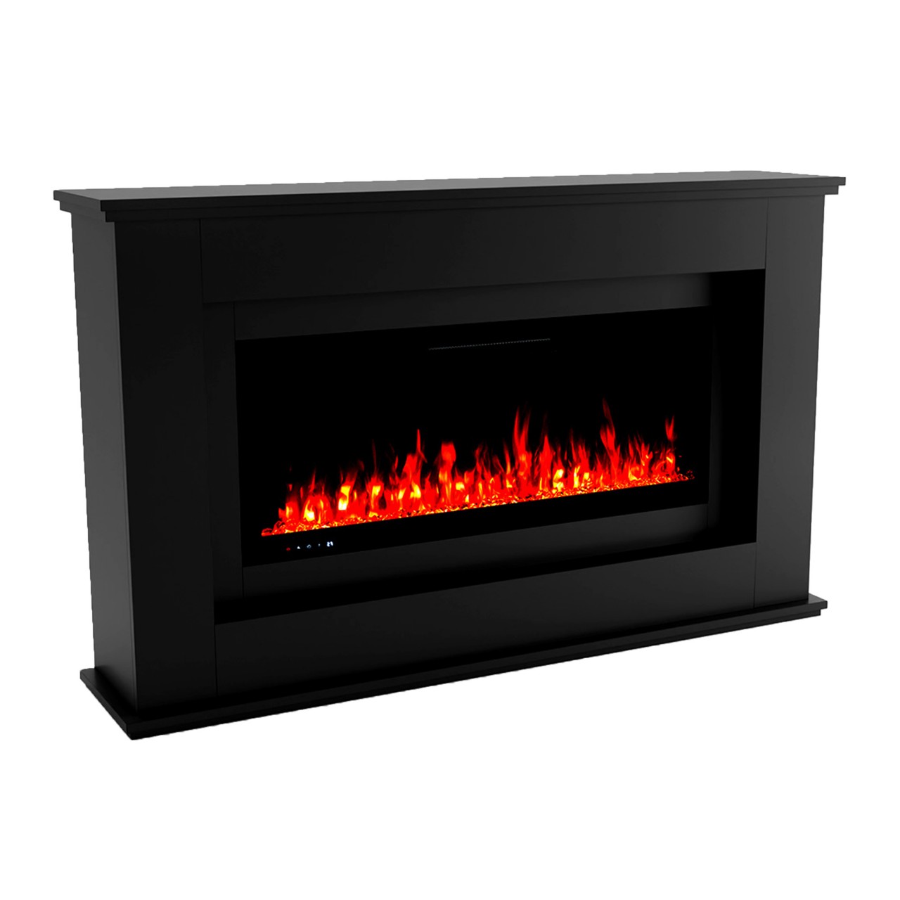 Glow Fire Rhea Schwarz Elektrokamin, Standkamin, Elektrischer Standkamin mit Heizung, Dekokamin