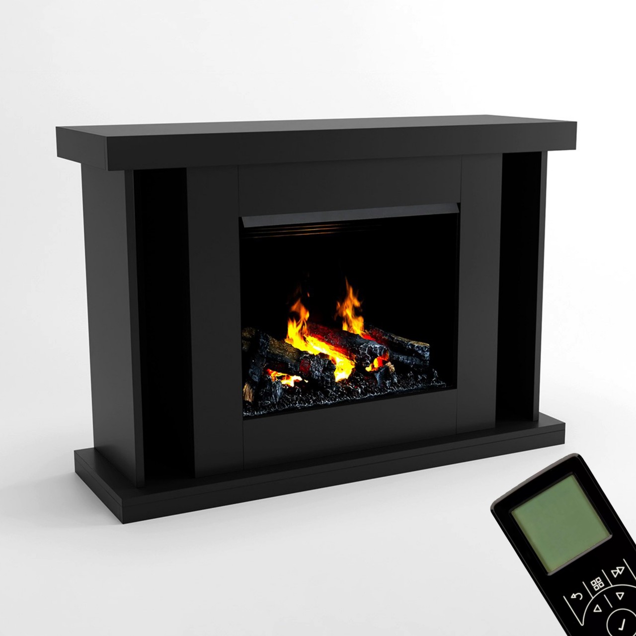 Glow Fire Ares Opti Myst Schwarz Elektrokamin mit Wasserdampf, Standkamin modern, Elektrischer Dekokamin