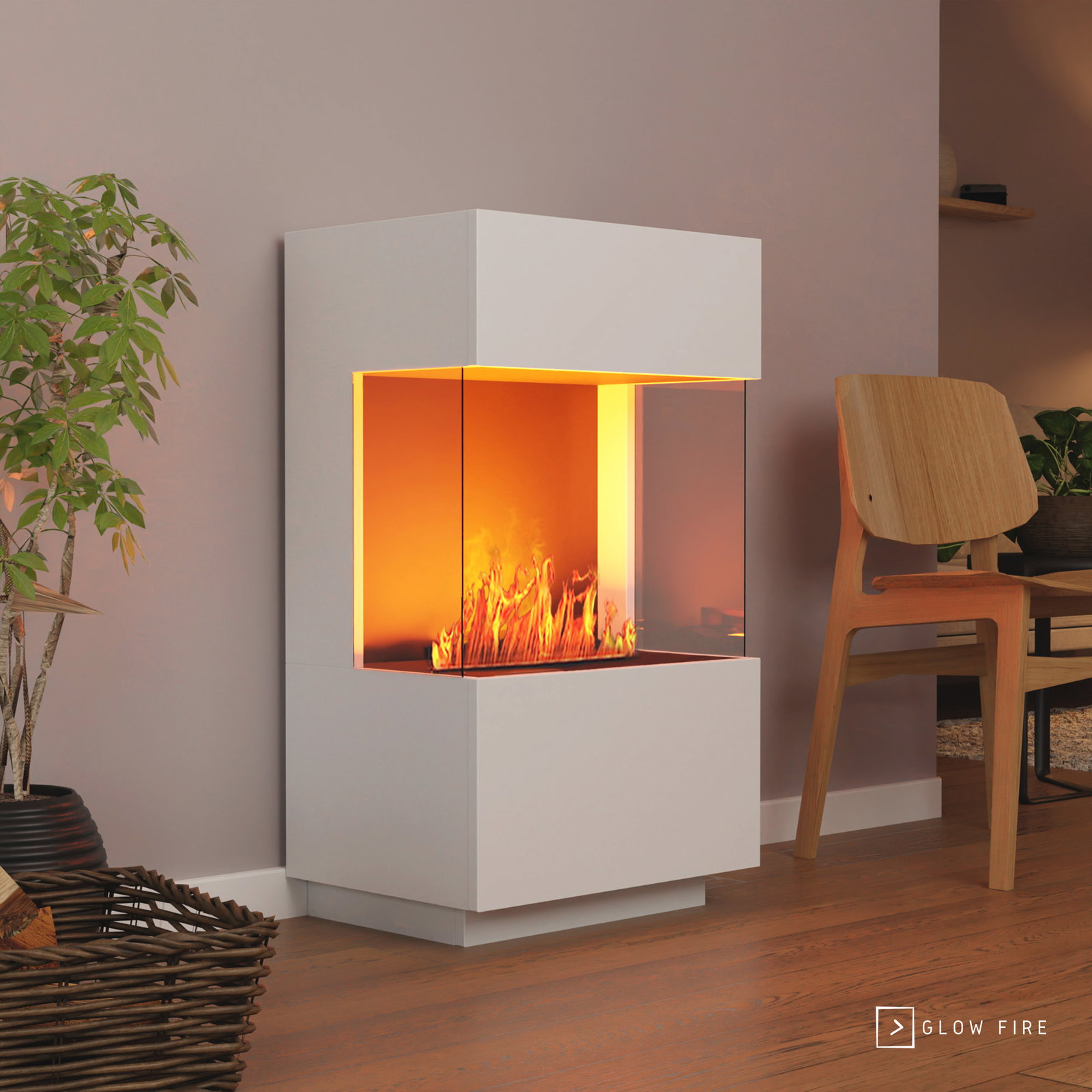 Kaminlicht Nazarii Mini Elektrokamin Cremewei