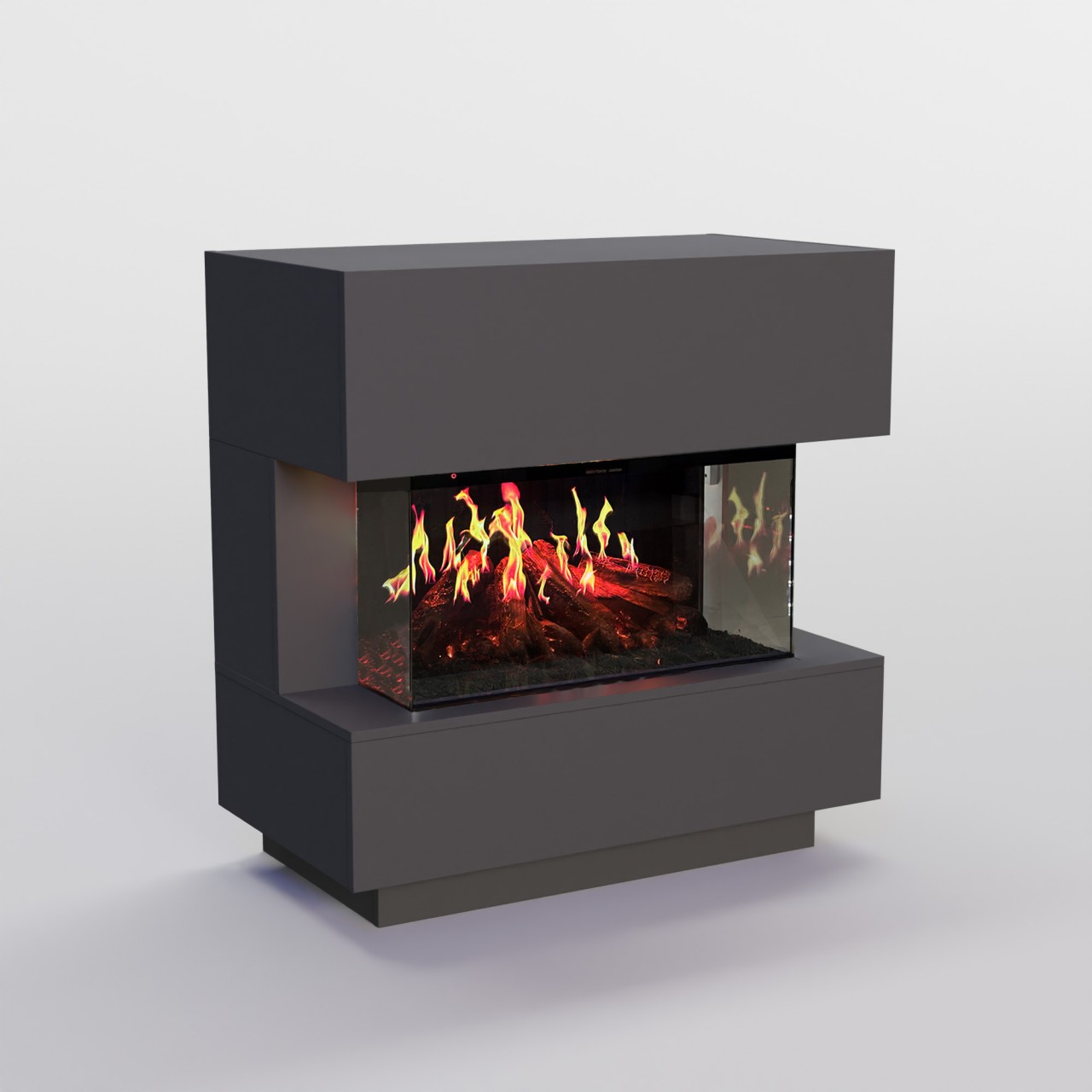 Glow Fire HG1 Hologrammfeuer Grau Elektrokamin, Standkamin modern, Elektrischer Dekokamin