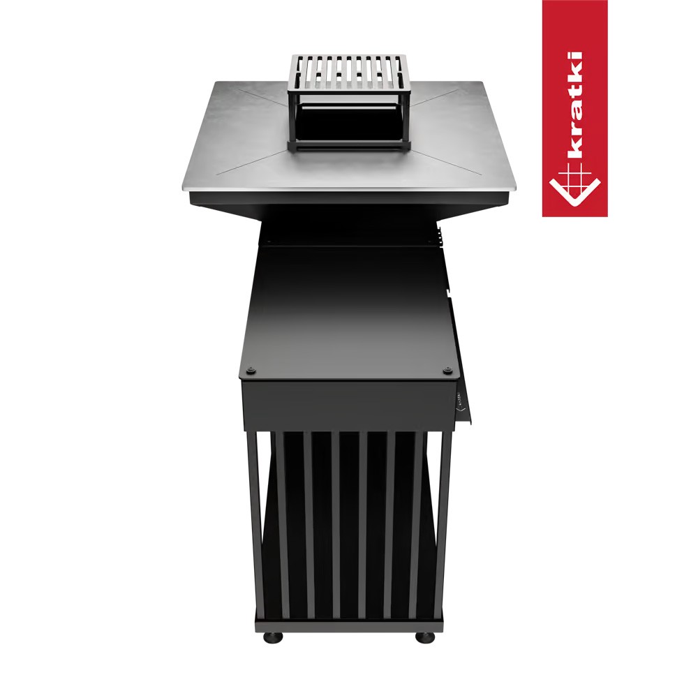 Kratki Quadrum Horizontal BBQ Feuerplatte in Schwarz aus Stahl