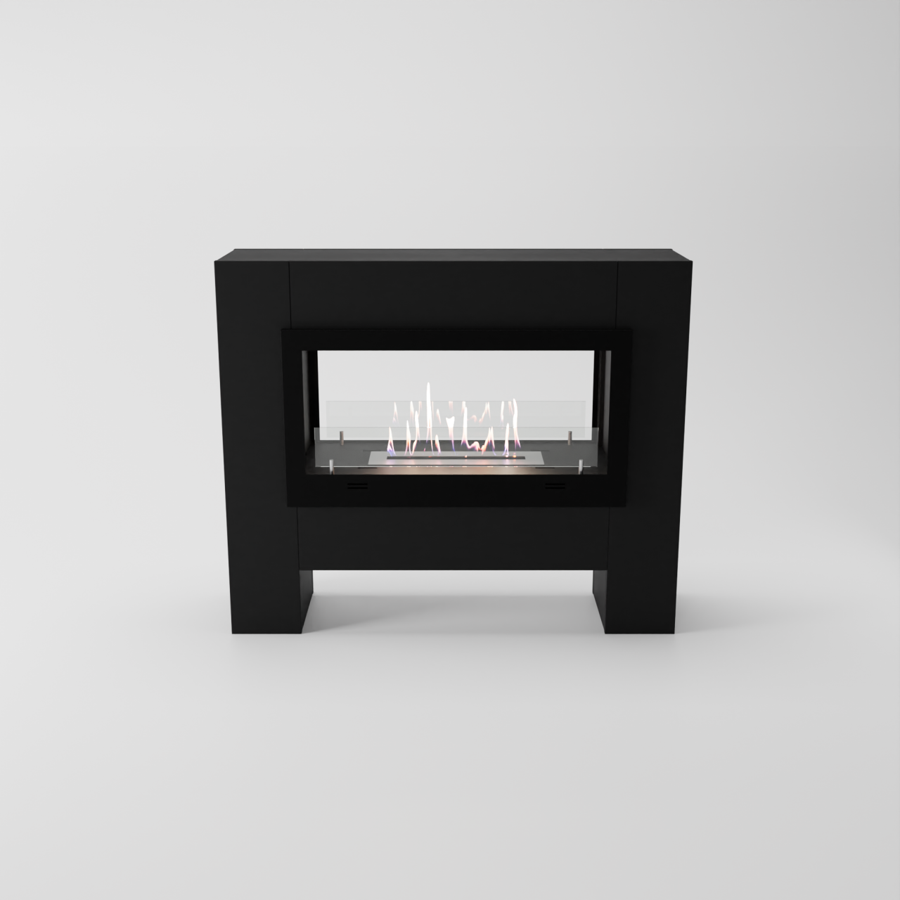 Glow Fire Harstad Ethanol Kamin, Standkamin Schwarz, Bioethanolkamin, Ethanolofen