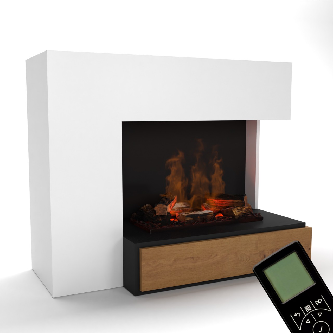 Glow Fire Planck Elektrokamin OMC 600 mit Deluxe Echtholzdekoration
