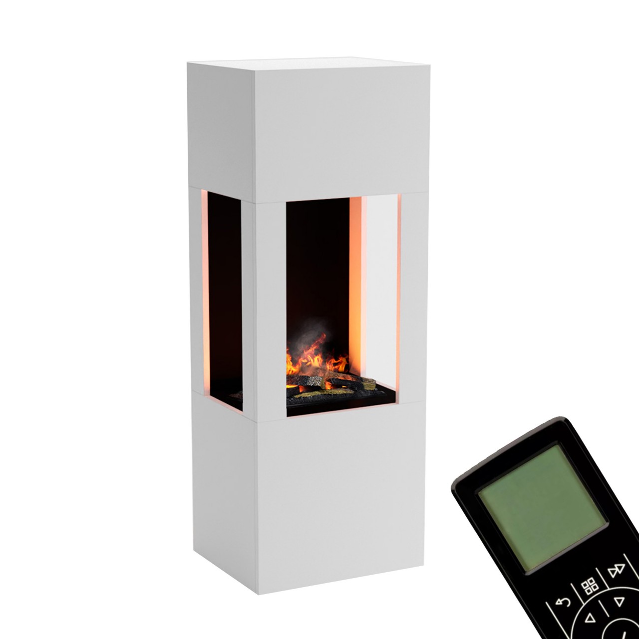 Glow Fire Böll Elektrokamin mit Wasserdampf, Standkamin modern, Elektrischer Dekokamin als Raumteiler