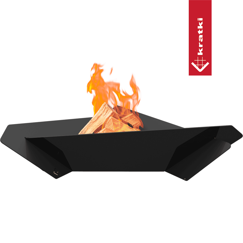 Kratki Triangle Feuerstelle in Schwarz aus Stahl