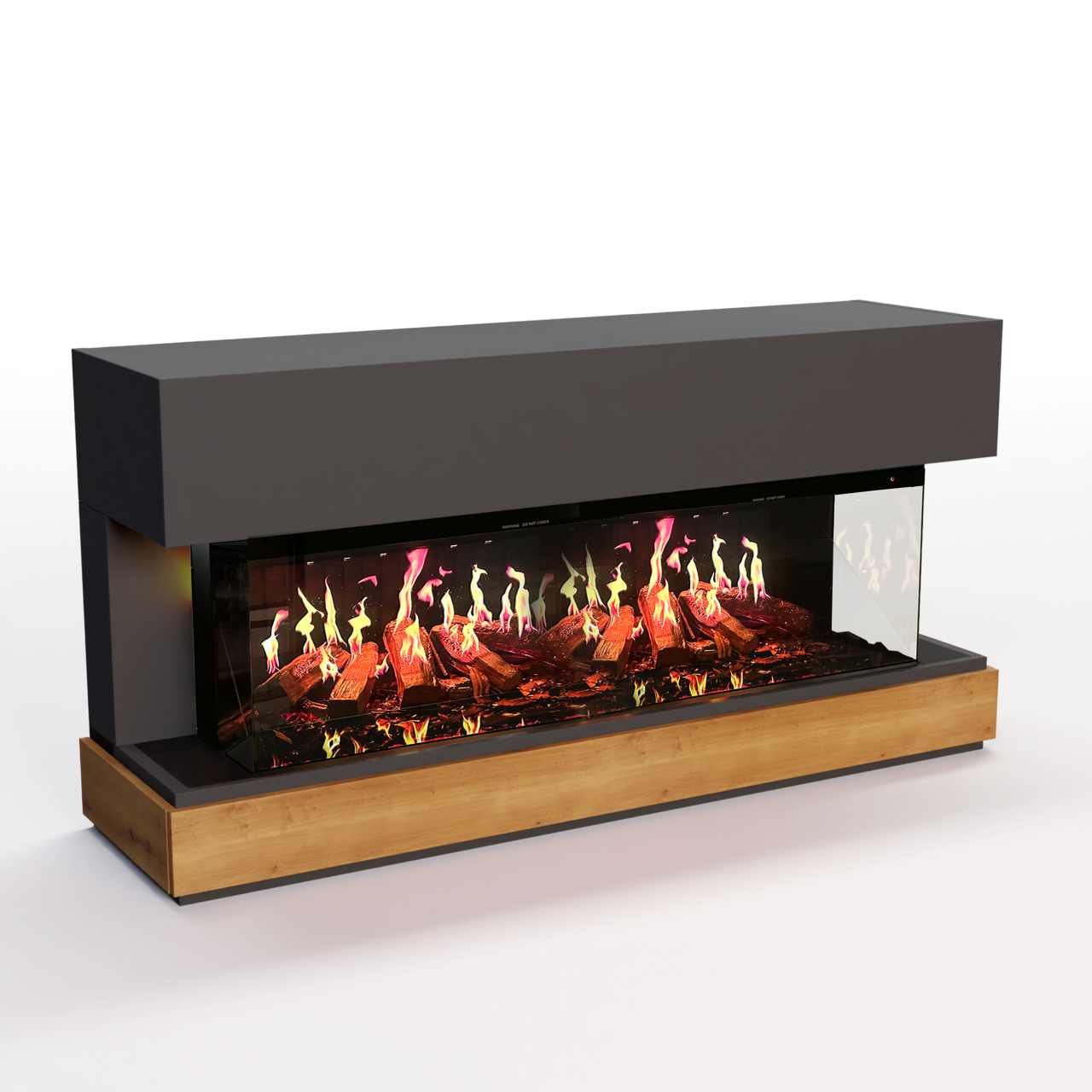 Glow Fire HG5 Hologrammfeuer Grau Elektrokamin, Standkamin modern, Elektrischer Dekokamin