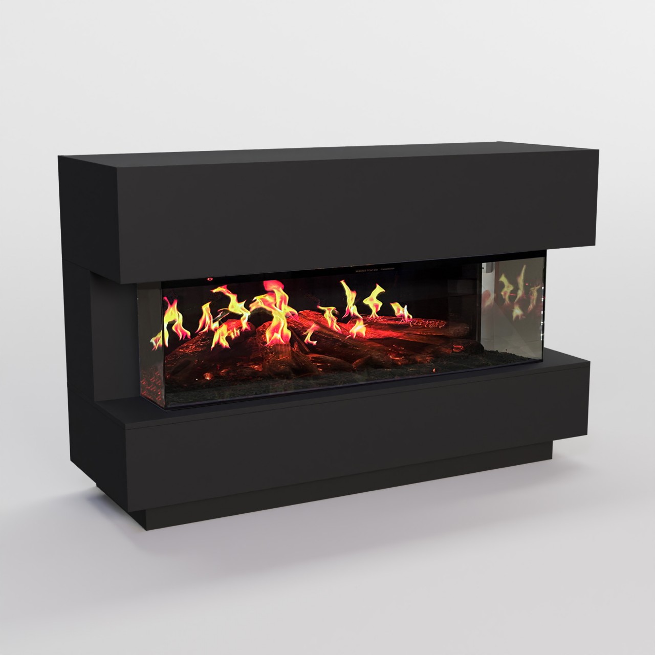 Glow Fire HG1 Hologrammfeuer Schwarz Elektrokamin, Standkamin modern, Elektrischer Dekokamin