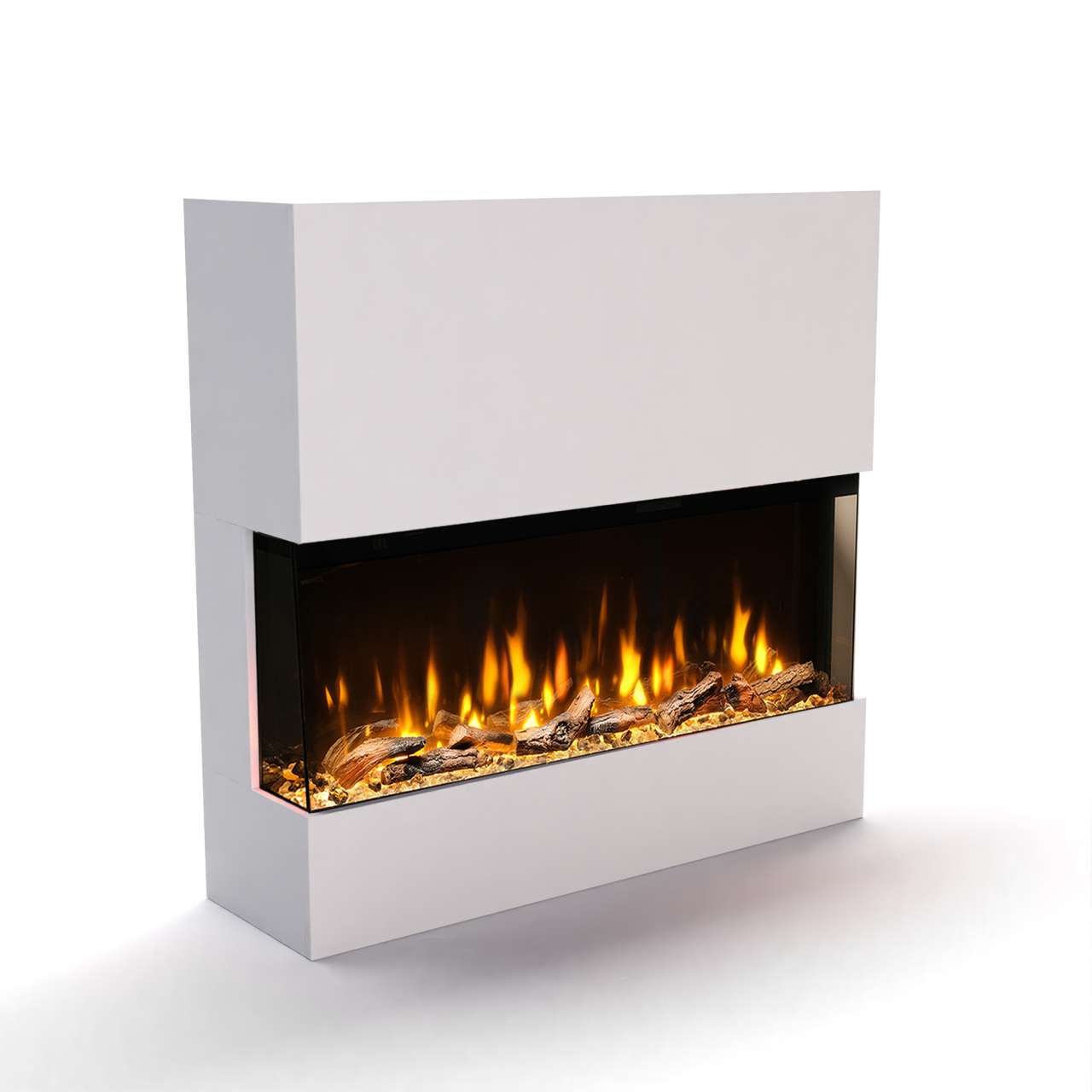 Dimplex Case 1 Elektrokamin, moderne Wohnwand mit integriertem Elektrokamin und TV-Aussparung (Cinewall) – Weiß (128,9x125,5x37,9cm)