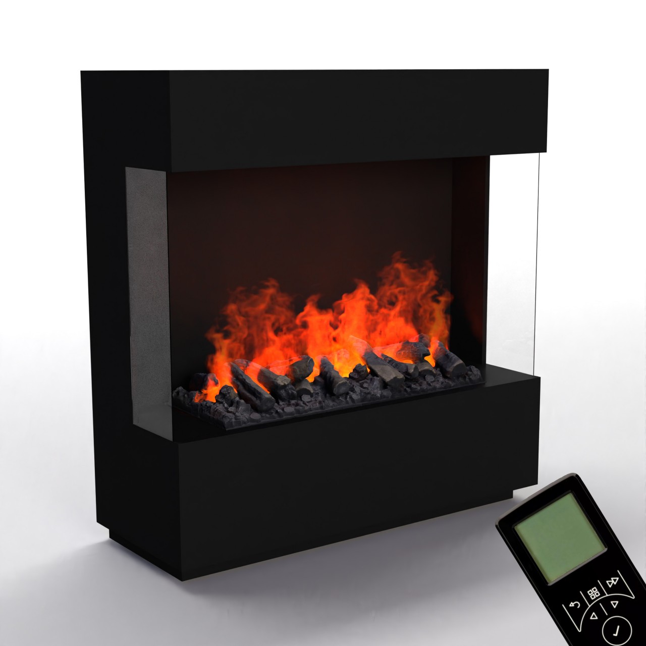 Glow Fire OGF1 1000 Weiß Elektrokamin mit Wasserdampf, Standkamin modern, Elektrischer Dekokamin