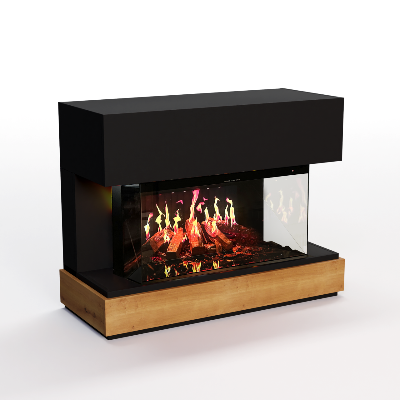 Glow Fire HG5 Hologrammfeuer Schwarz Elektrokamin, Standkamin modern, Elektrischer Dekokamin