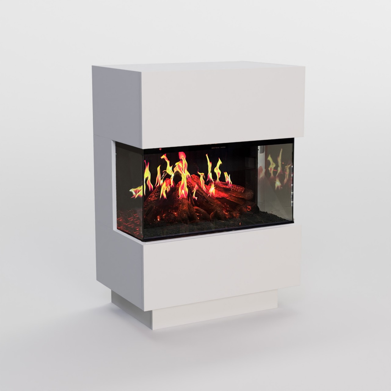 Glow Fire HG1 Hologrammfeuer Weiß Elektrokamin, Standkamin modern, Elektrischer Dekokamin