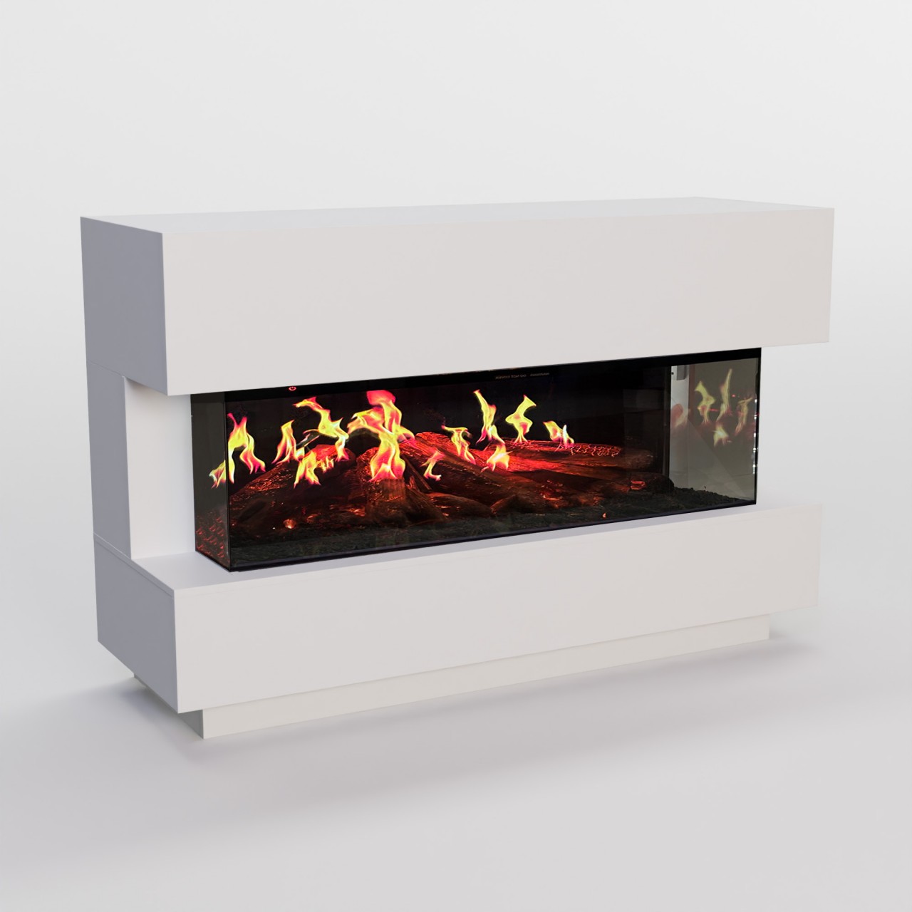 Glow Fire HG1 Hologrammfeuer Weiß Elektrokamin, Standkamin modern, Elektrischer Dekokamin