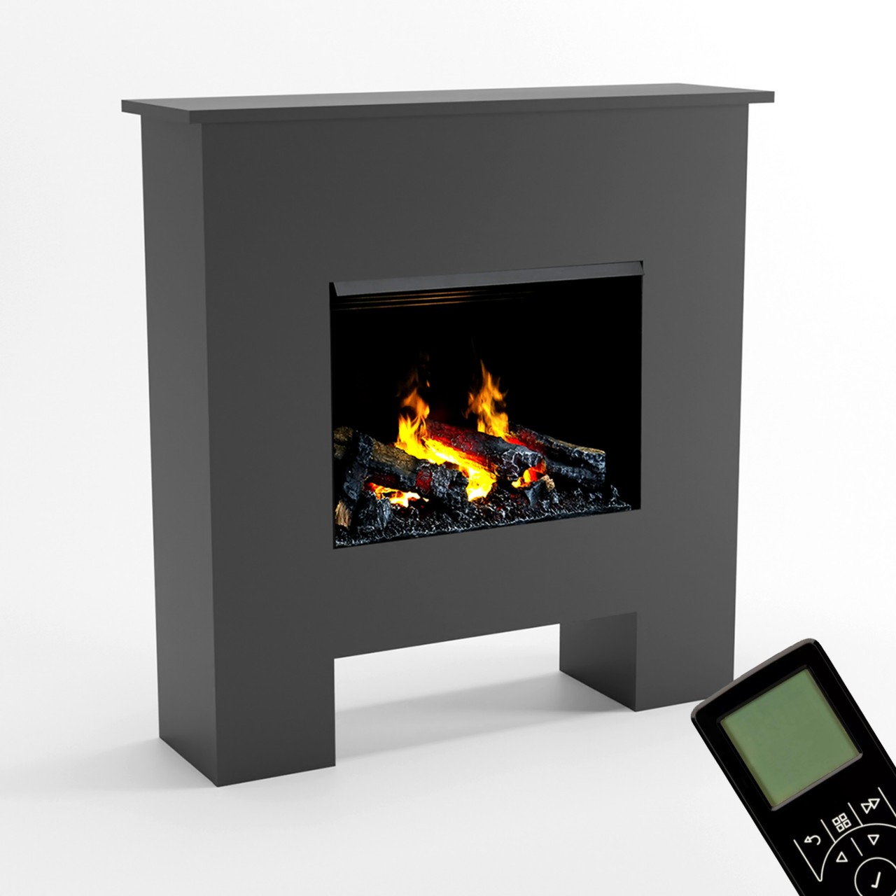 Glow Fire Poseidon Opti Myst Grau Elektrokamin mit Wasserdampf, Standkamin modern, Elektrischer Dekokamin