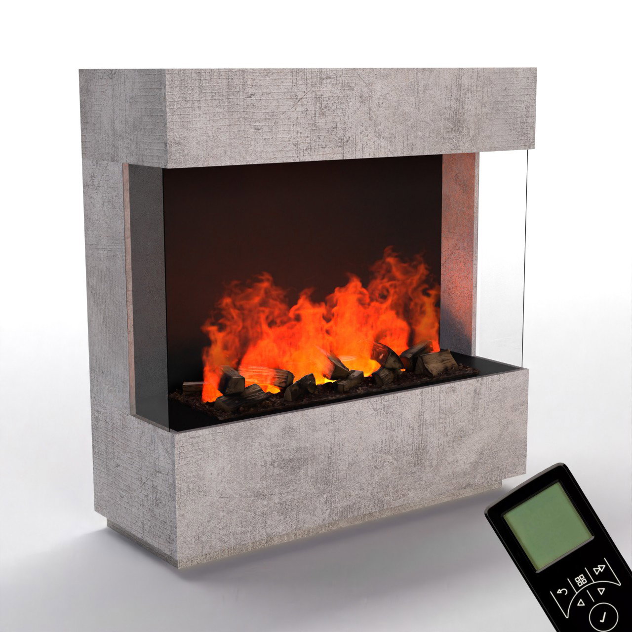 Glow Fire OGF1 1000 Weiß Elektrokamin mit Wasserdampf, Standkamin modern, Elektrischer Dekokamin