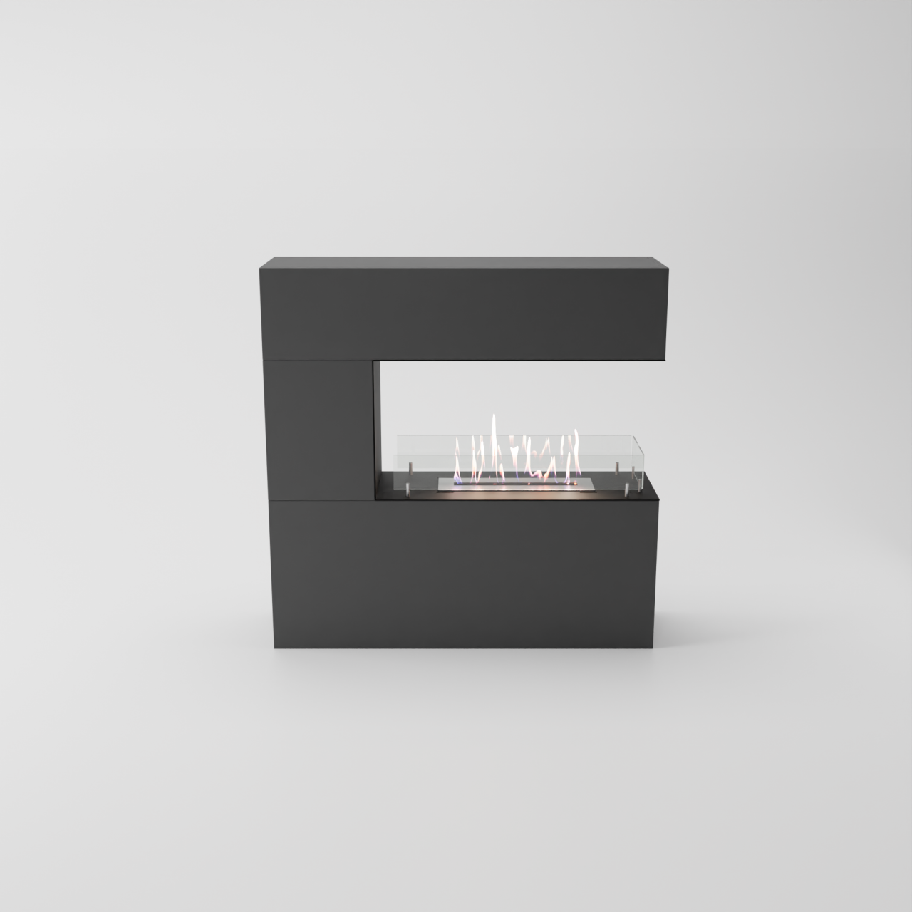 Glow Fire Oakland Ethanol Kamin, Standkamin Grau, Bioethanolkamin, Ethanolofen