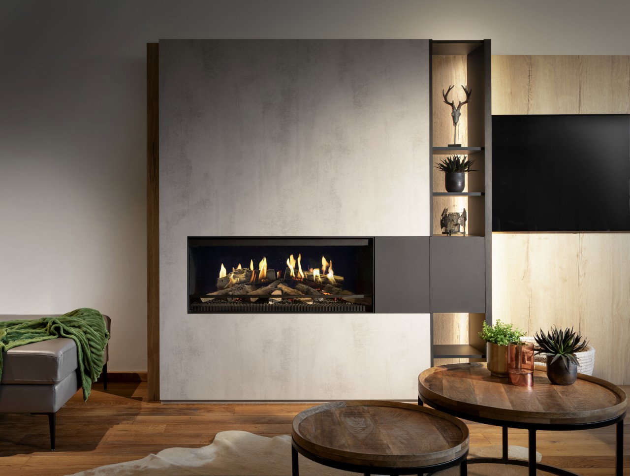 Kalfire E-One 100F Elektrokamin , Elektrokamineinsatz mit Heizung, Standkamin modern, Elektrischer Dekokamin