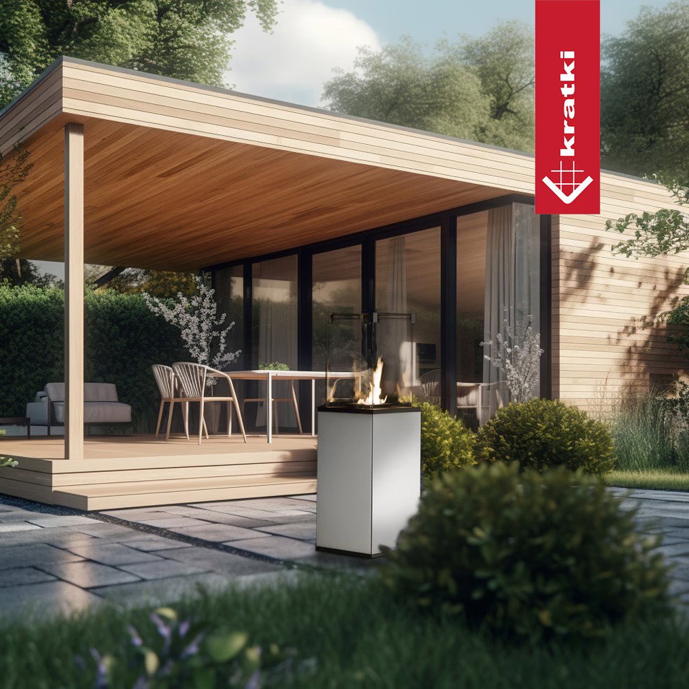 Kratki Patio Mini Gaskamin Outdoor in Schwarz und Weiß