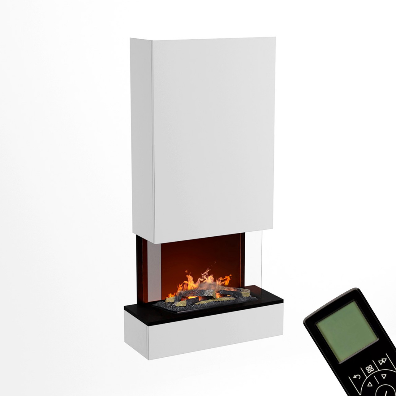 Glow Fire Hölderlin Weiß Hoch Elektrokamin mit Wasserdampf, Wandkamin modern, Elektrischer Dekokamin als Raumteiler