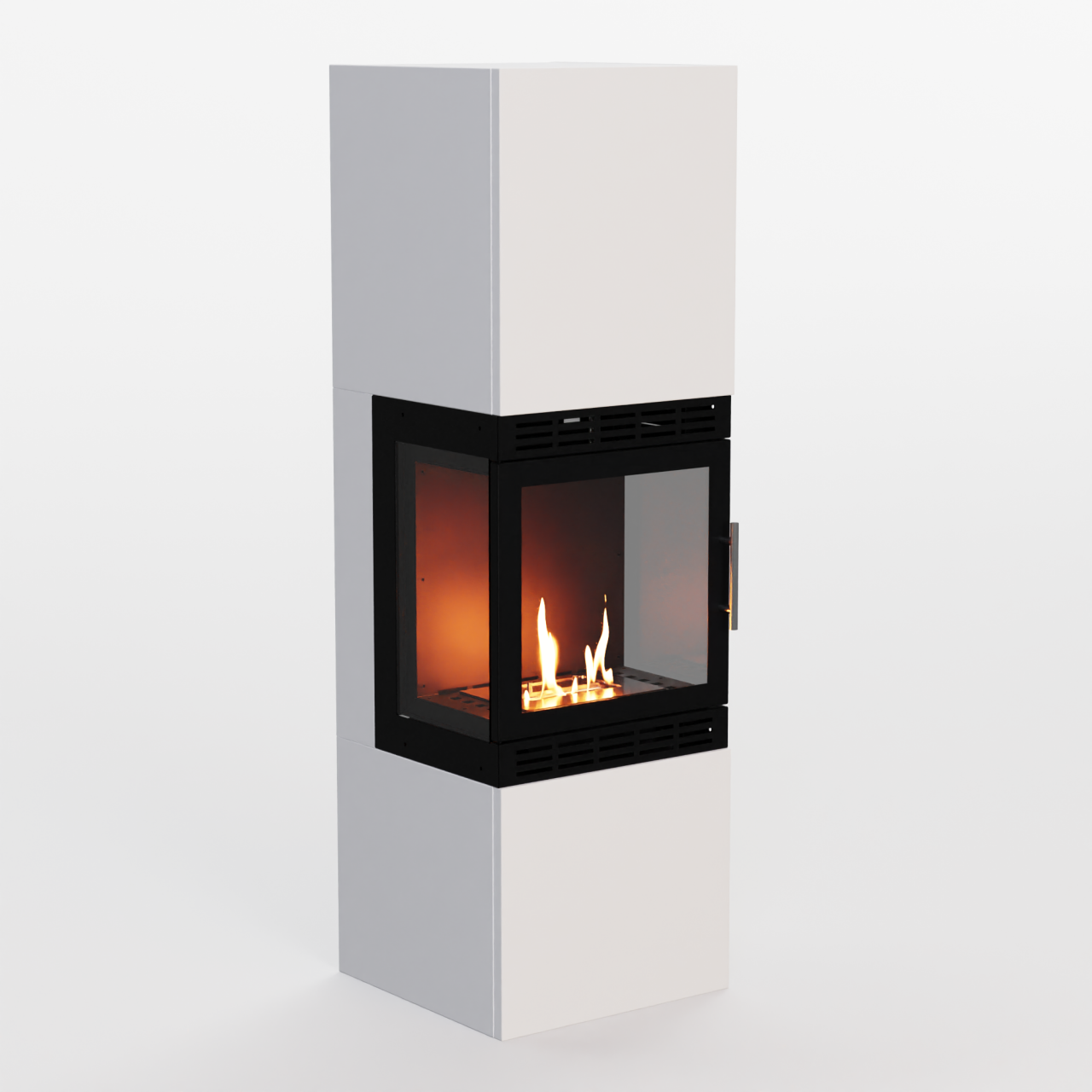 Glow Fire Lillesand Hoch Vision Ethanol Kamin Weiß, Standkamin, Bioethanolkamin, Ethanolofen