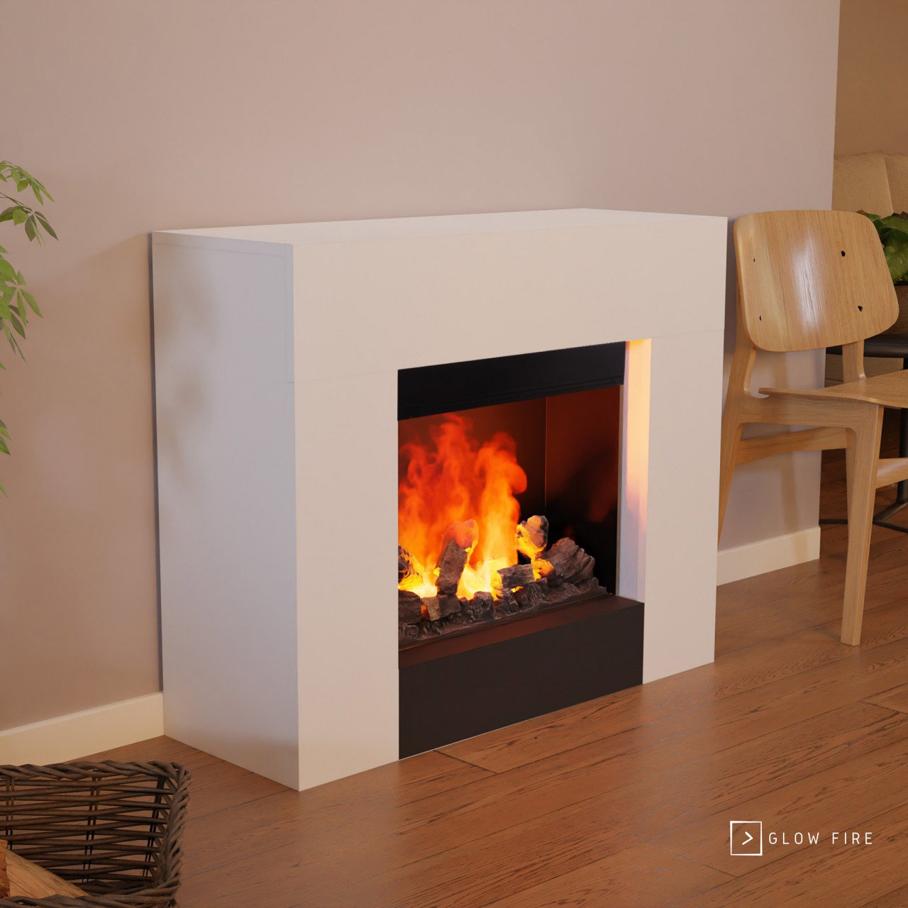 Glow Fire Kronos Opti Myst Elektrokamin mit Wasserdampf, Standkamin modern, Elektrischer Dekokamin