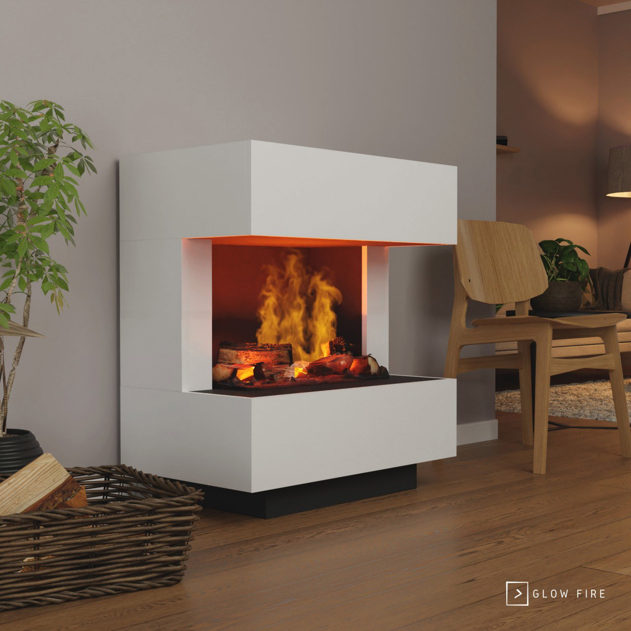 Glow Fire Kleist Elektrokamin OMC 600 mit Deluxe Echtholzdekoration