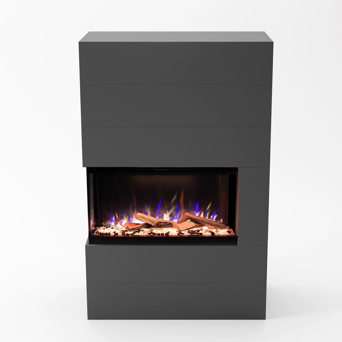 Glow Fire Portia Grau Elektrokamin, Standkamin, Elektrischer Standkamin mit Heizung, Dekokamin