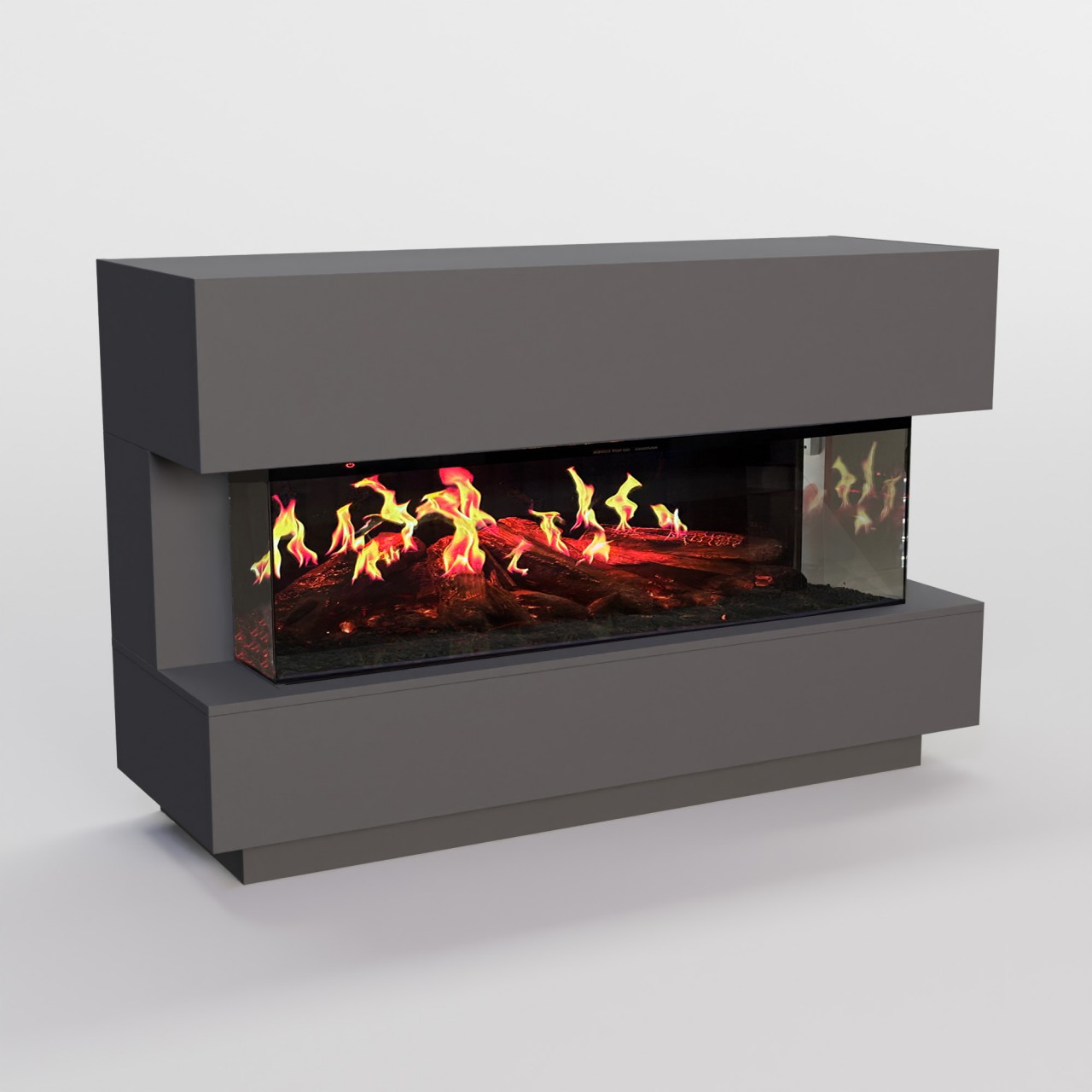 Glow Fire HG1 Hologrammfeuer Grau Elektrokamin, Standkamin modern, Elektrischer Dekokamin