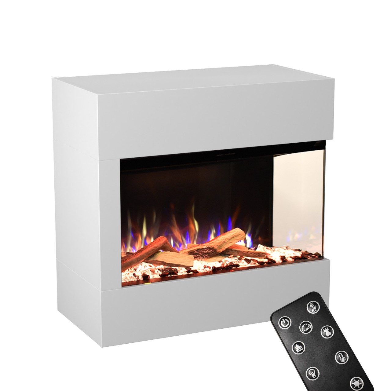 Glow Fire Portia Mini Weiß Elektrokamin, Standkamin, Elektrischer Standkamin mit Heizung, Dekokamin