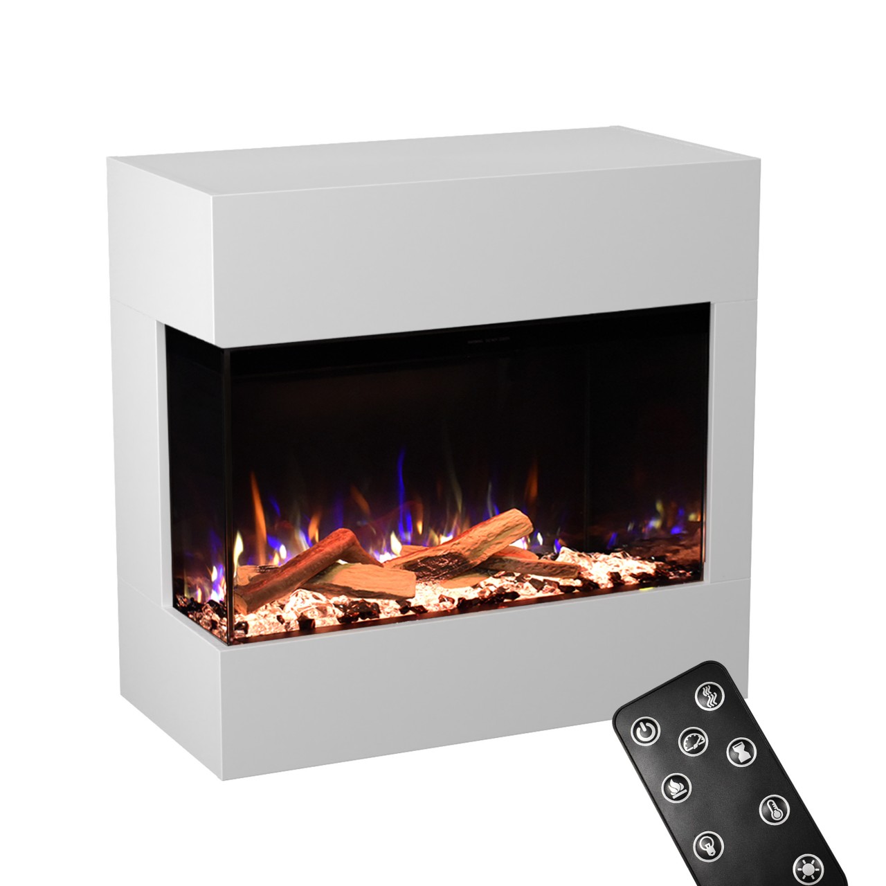 Glow Fire Portia Mini Weiß Elektrokamin, Standkamin, Elektrischer Standkamin mit Heizung, Dekokamin