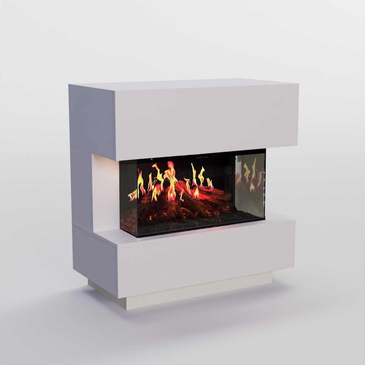 Glow Fire HG1 Hologrammfeuer Weiß Elektrokamin, Standkamin modern, Elektrischer Dekokamin