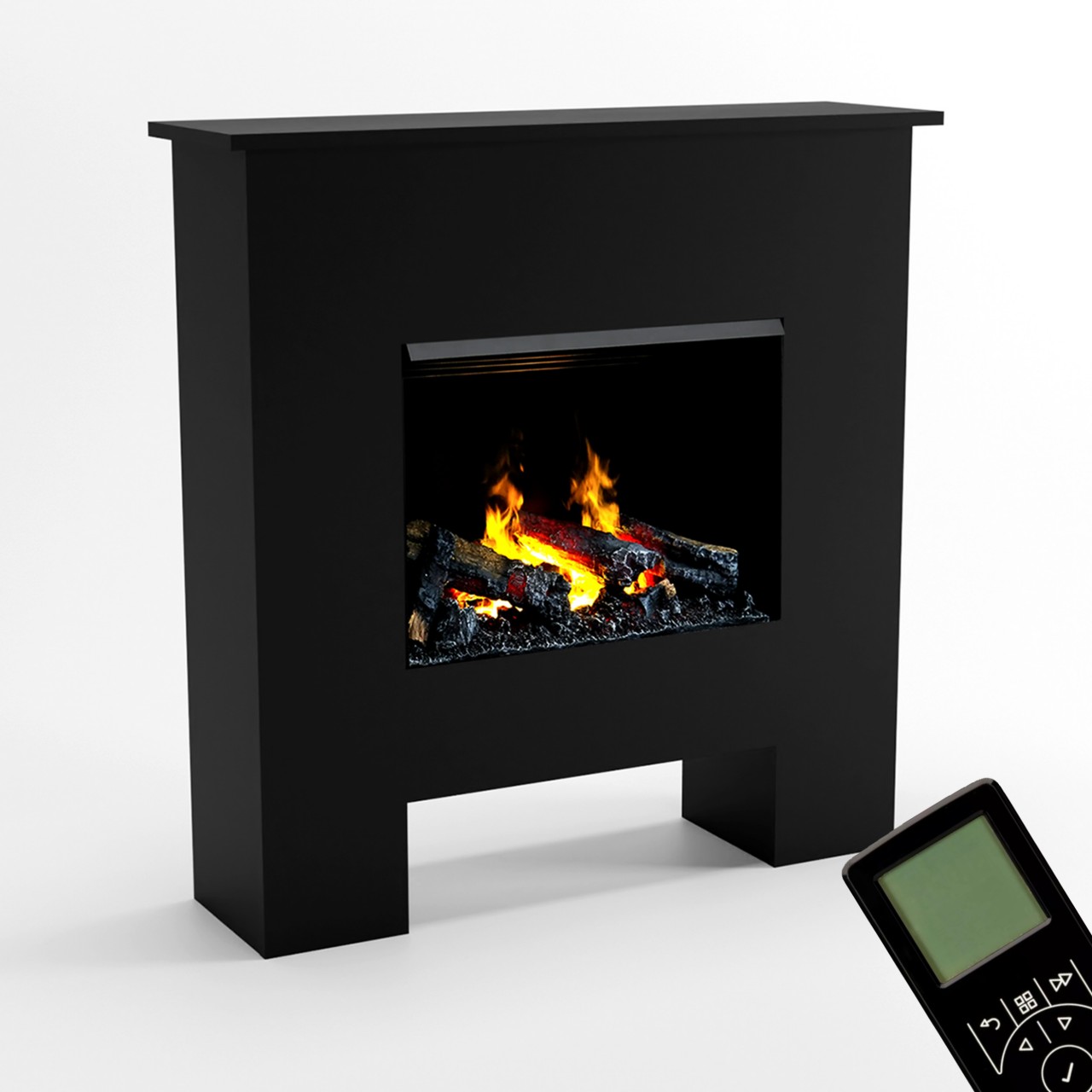 Glow Fire Poseidon Opti Myst Schwarz Elektrokamin mit Wasserdampf, Standkamin modern, Elektrischer Dekokamin