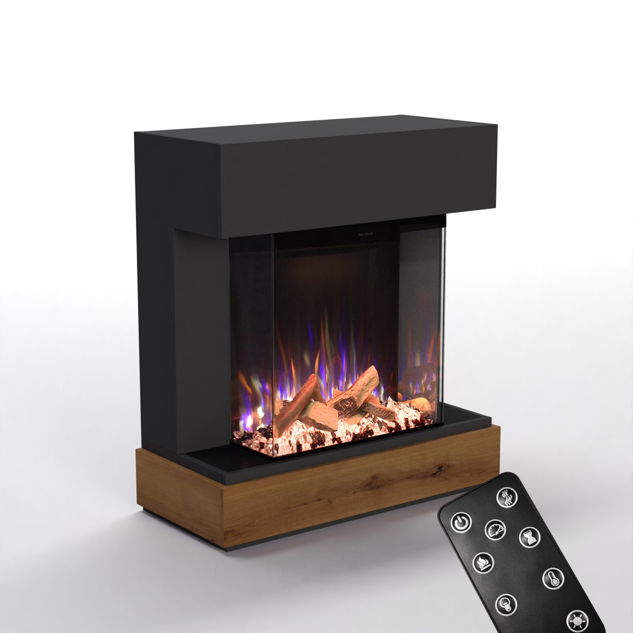 Glow Fire PR13 Grau Elektrokamin, Standkamin, Elektrischer Standkamin mit Heizung, Dekokamin