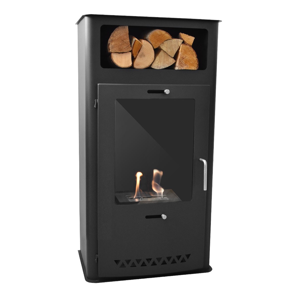 Glow Fire Oslo Ethanol Kamin Schwarz, Standkamin, Bioethanolkamin, Ethanolofen