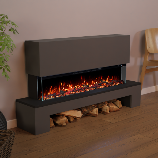 Glow Fire Cobalt mit Holzfach Standkamin Elektrokamin