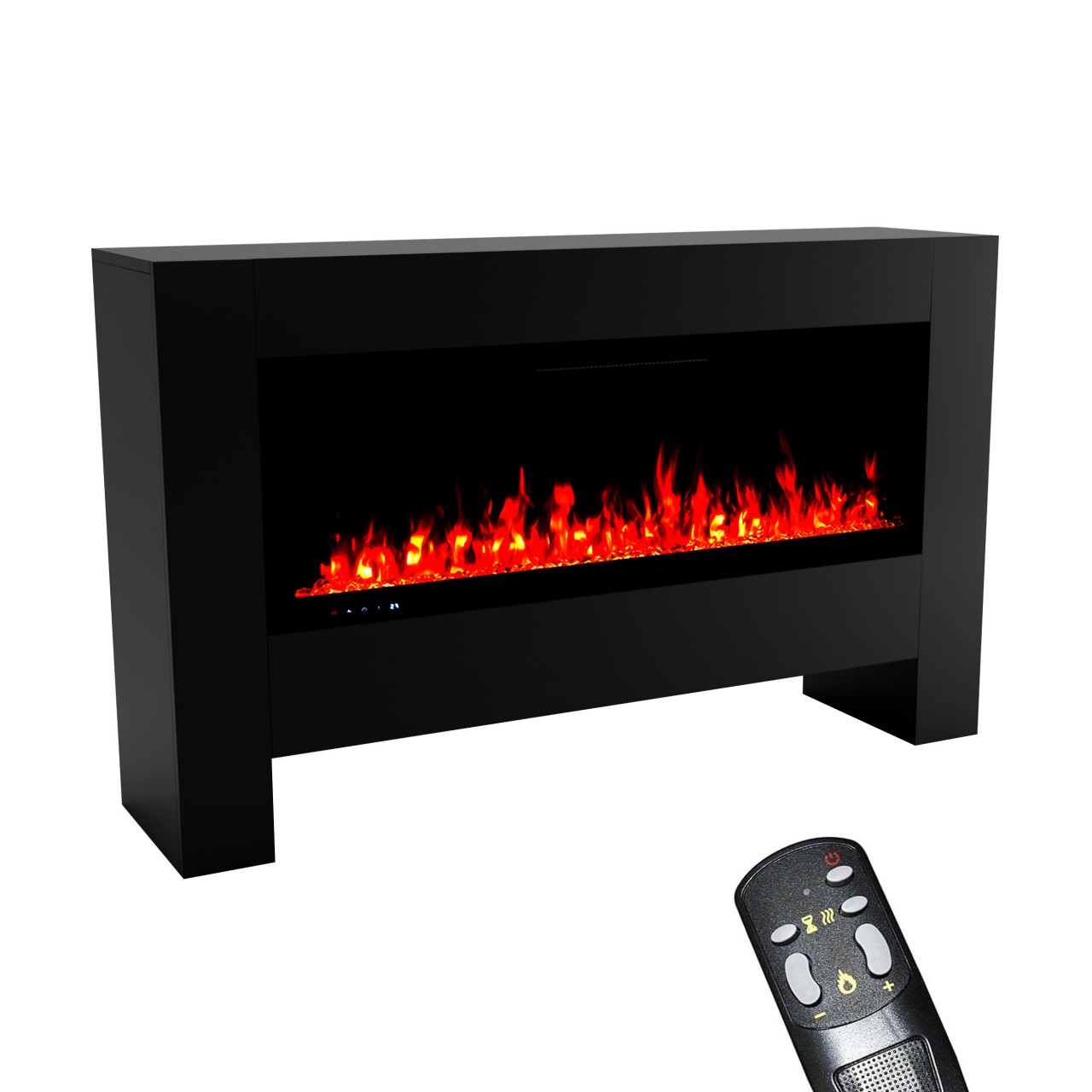 Glow Fire Inside Hermes Schwarz Elektrokamin, Standkamin, Elektrischer Standkamin mit Heizung, Dekokamin