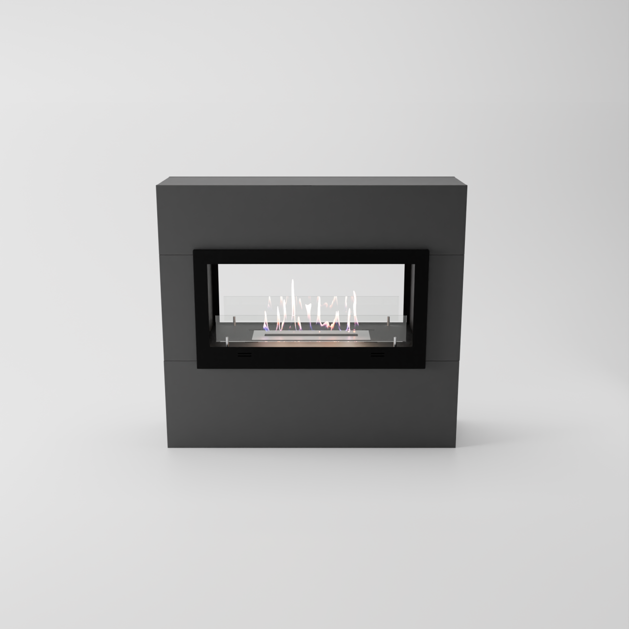 Glow Fire Ulstein Ethanol Kamin, Standkamin Grau, Bioethanolkamin, Ethanolofen
