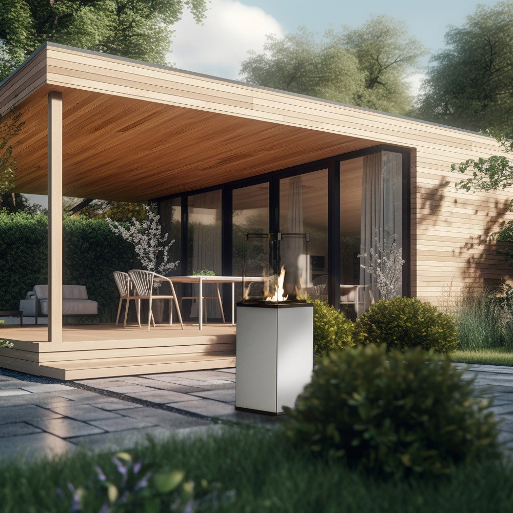 Kratki Patio Gaskamin Outdoor in Schwarz und Weiß