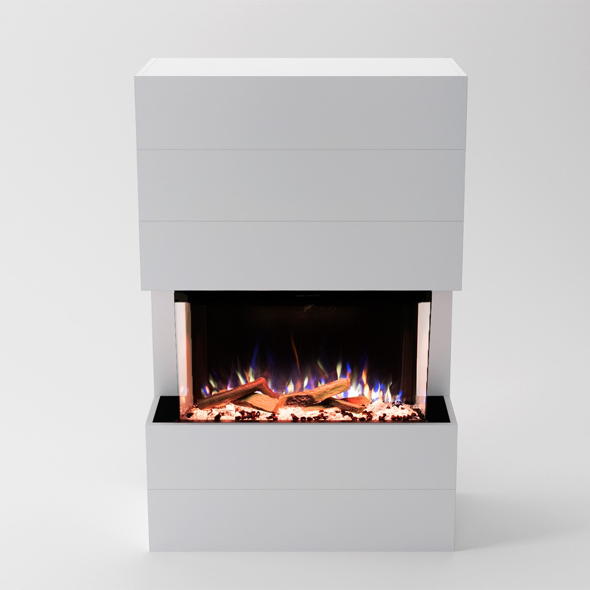 Glow Fire Portia Weiß Elektrokamin, Standkamin, Elektrischer Standkamin mit Heizung, Dekokamin