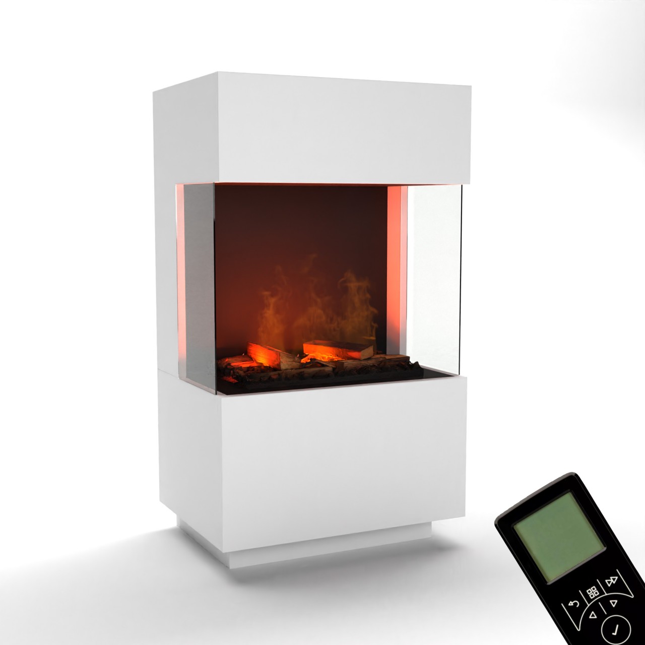 Glow Fire OGF1 Mini Weiß Elektrokamin mit Wasserdampf, Standkamin modern, Elektrischer Dekokamin als Raumteiler