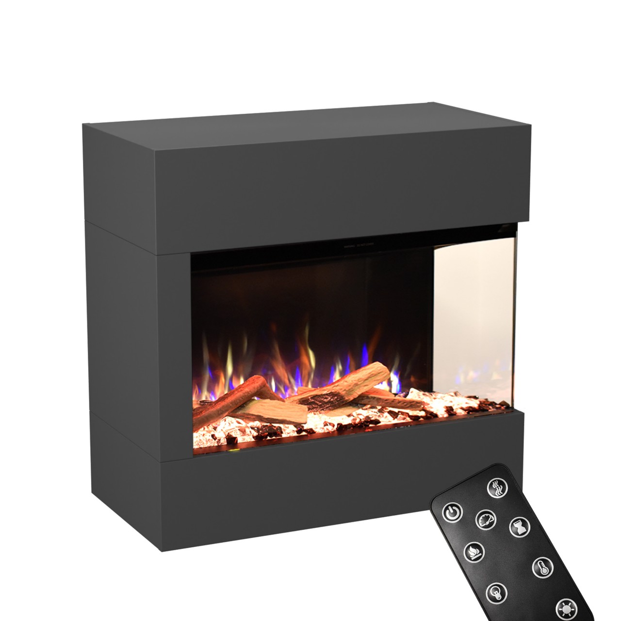 Glow Fire Portia Mini Grau Elektrokamin, Standkamin, Elektrischer Standkamin mit Heizung, Dekokamin