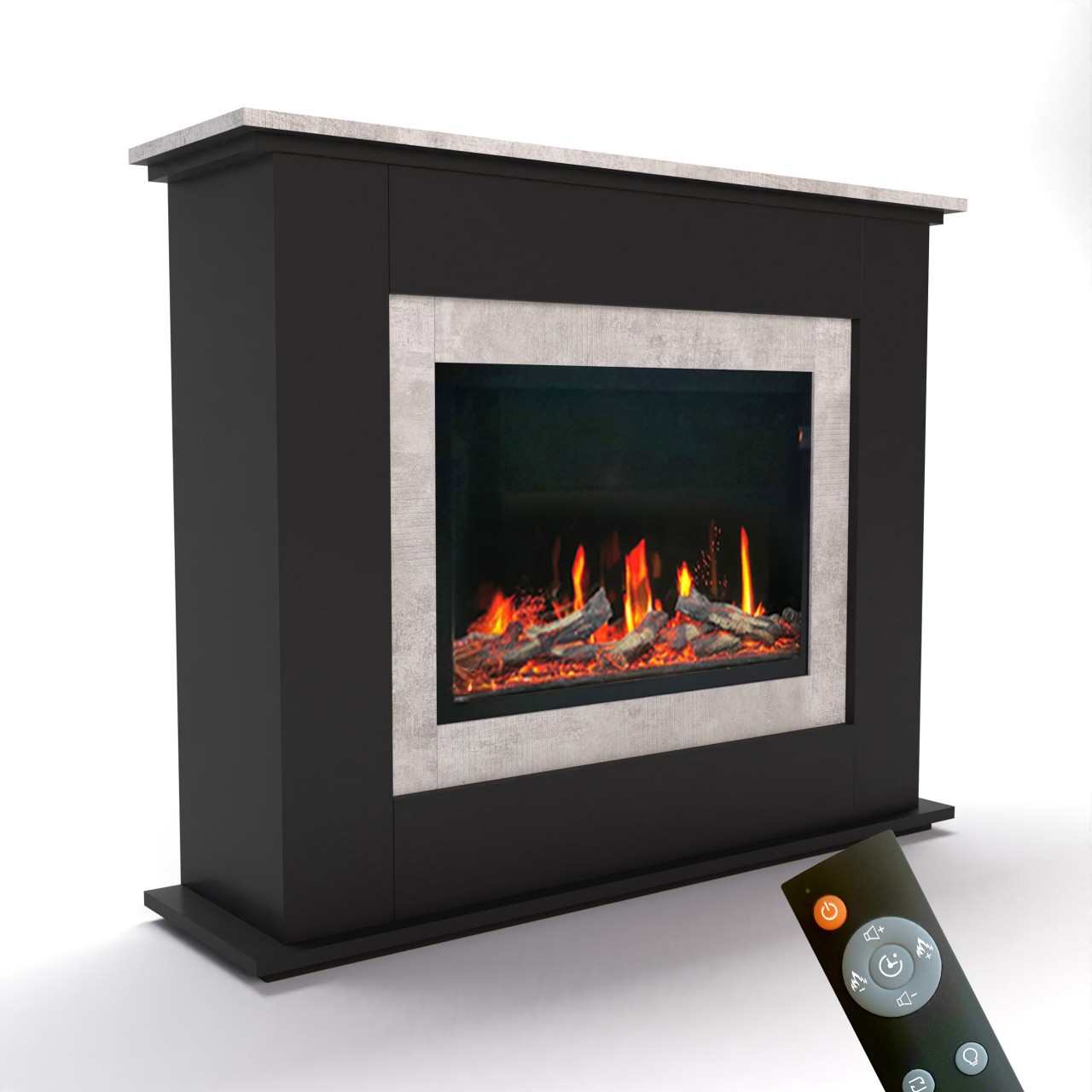Glow Fire SCM-5 Schwarz Elektrokamin , Screen Motion, Elektrokamineinsatz mit Heizung, Wandkamin modern, Elektrischer Dekokamin