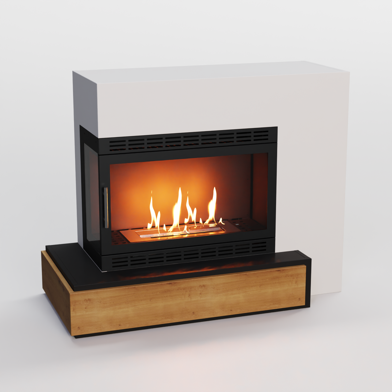 Glow Fire Narvik XL Vision Ethanol Kamin Weiß, Standkamin, Bioethanolkamin, Ethanolofen