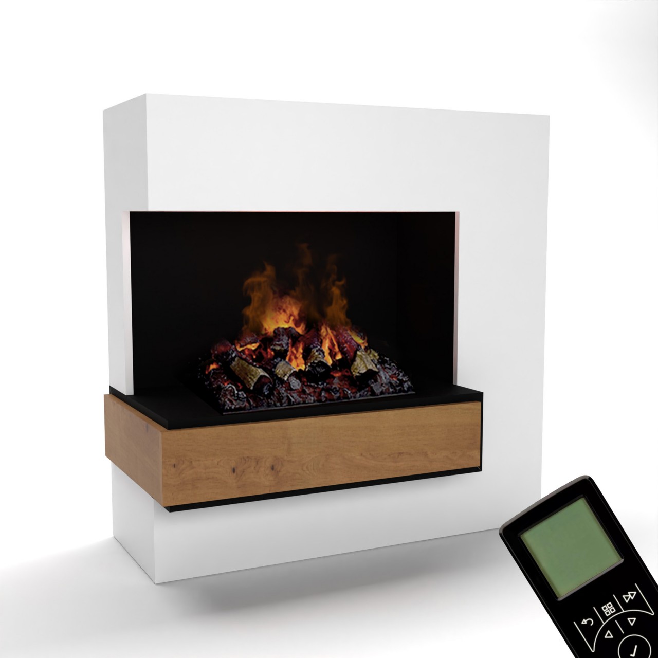 Glow Fire Planck Hoch Elektrokamin Opti-Myst Cassette 500 mit Holzdekoration