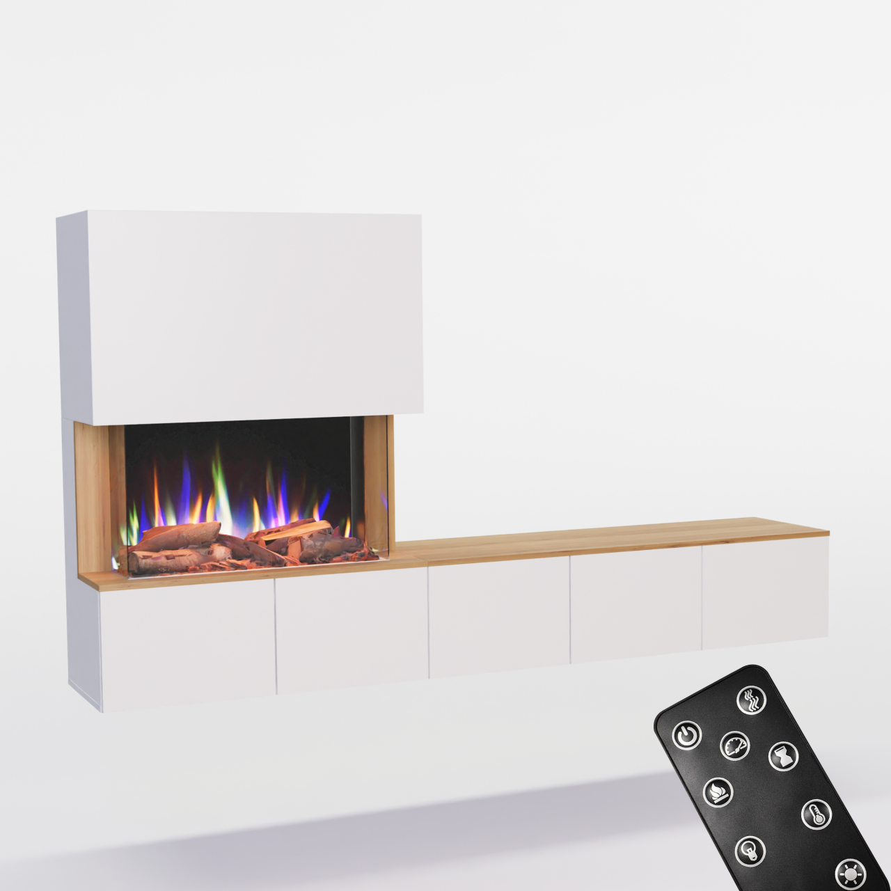Glow Fire PR6 Schwarz Elektrokamin, Standkamin, Elektrischer Standkamin mit Heizung, Dekokamin