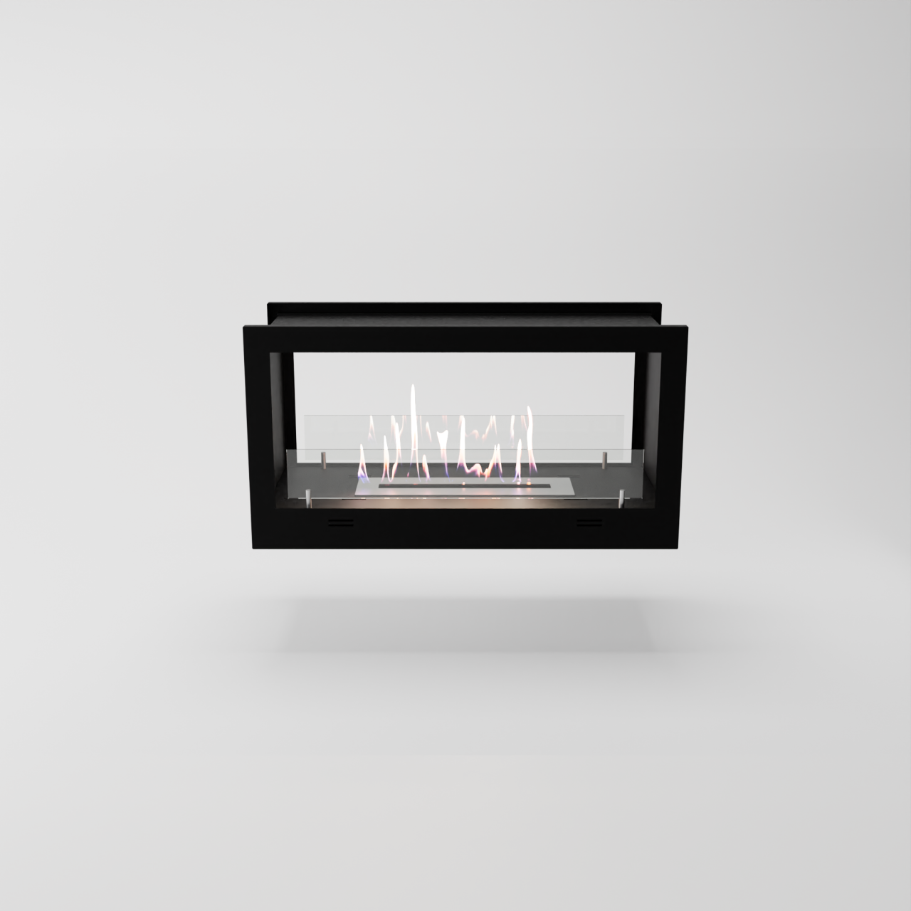 Glow Fire 2 Side Ethanol Kamin, Einsatz Schwarz, Bioethanolkamin, Ethanolofen