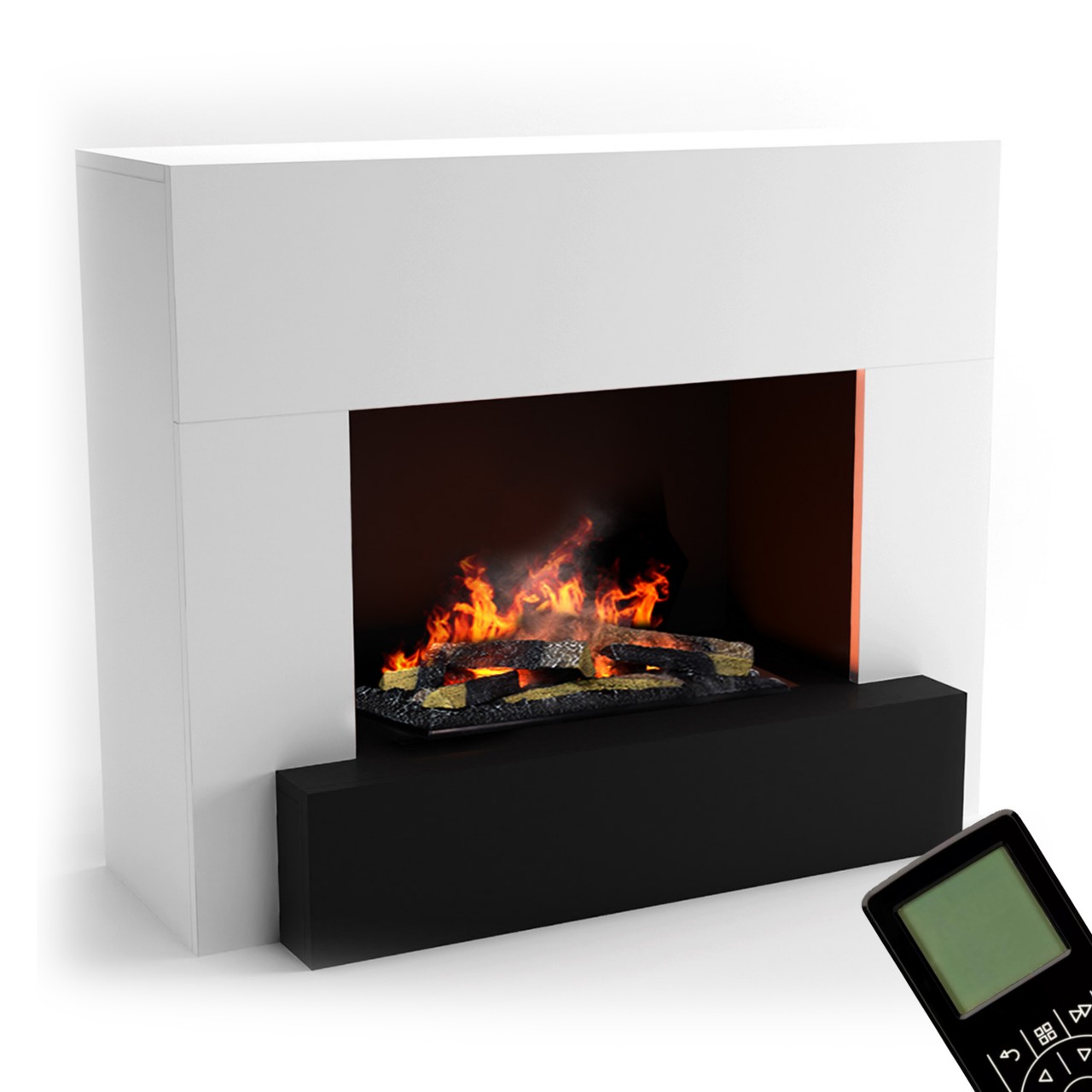 Glow Fire Hauptmann Weiß Elektrokamin mit Wasserdampf, Standkamin modern, Elektrischer Dekokamin