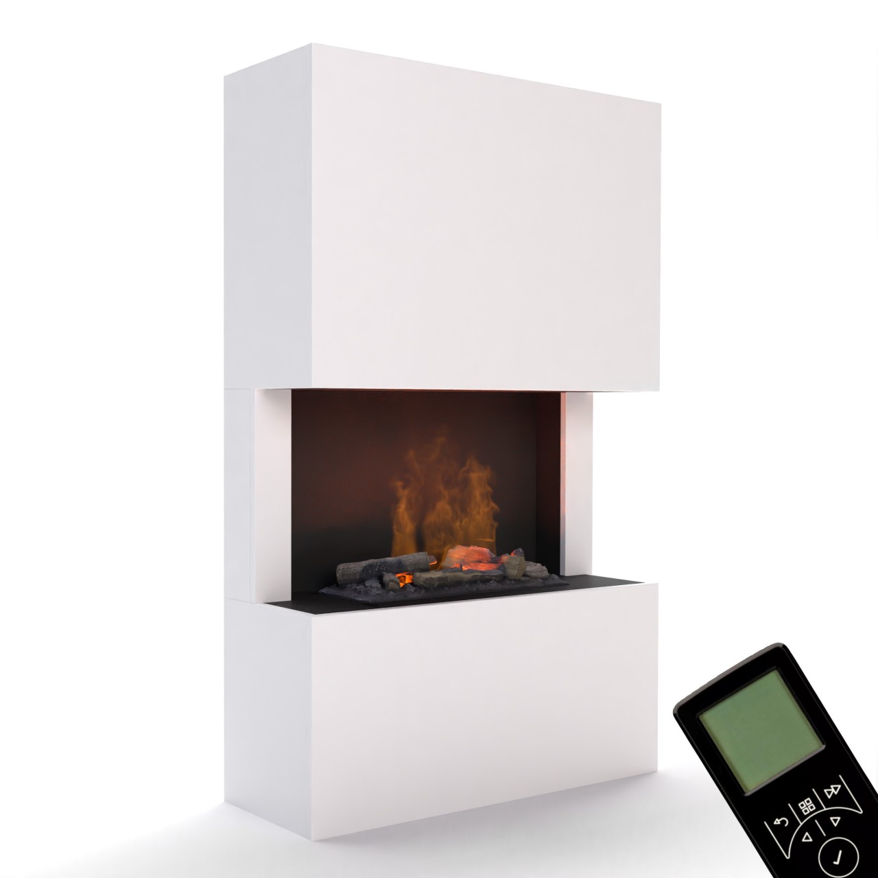 Glow Fire Tucholsky 3-sided Weiß Elektrokamin mit Wasserdampf, Standkamin modern, Elektrischer Dekokamin