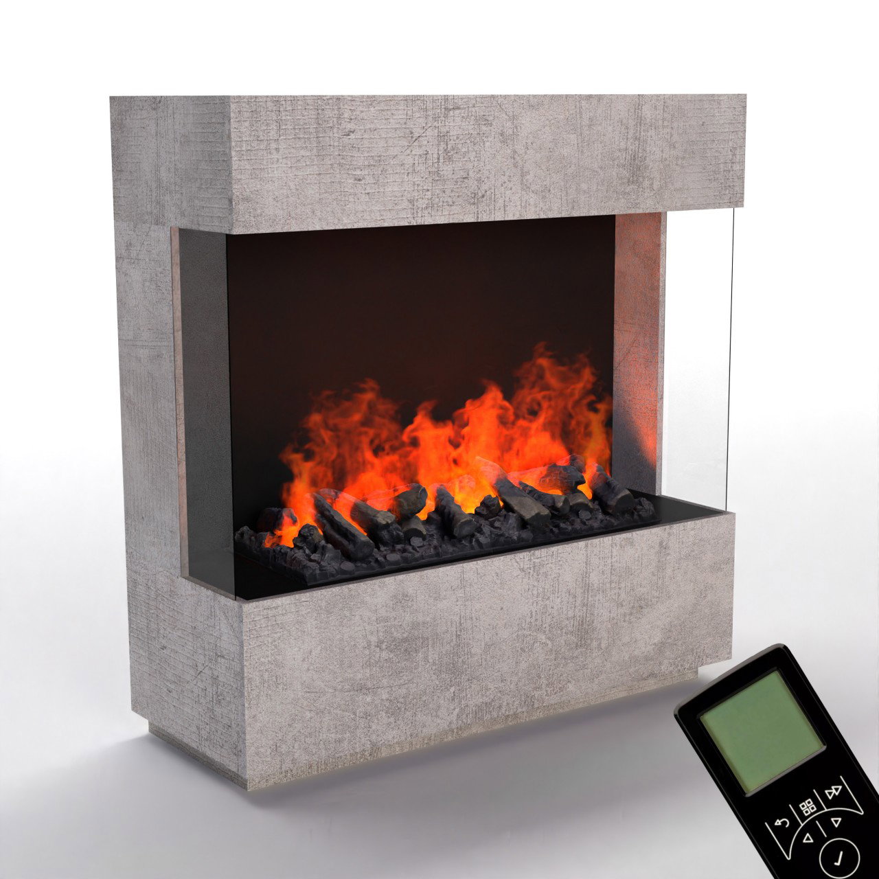 Glow Fire OGF1 1000 Weiß Elektrokamin mit Wasserdampf, Standkamin modern, Elektrischer Dekokamin