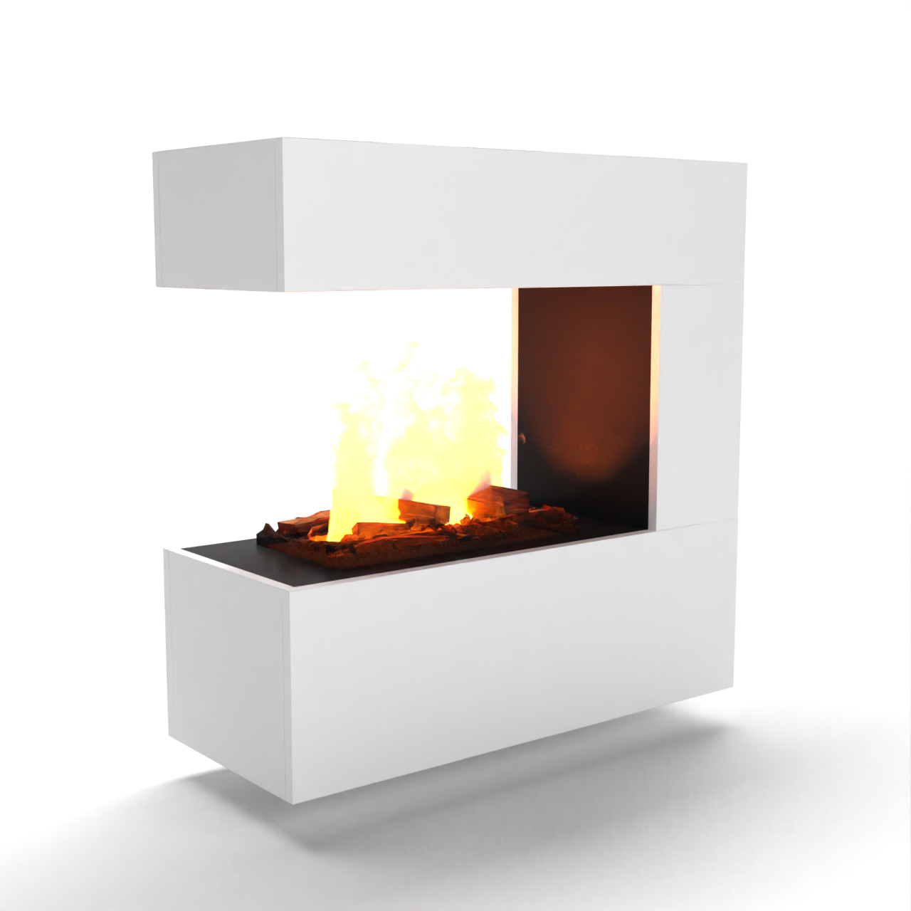 Glow Fire Schiller Weiß Wall Hängekamin Elektrokamin mit Wasserdampf, Standkamin modern, Elektrischer Dekokamin als Raumteiler