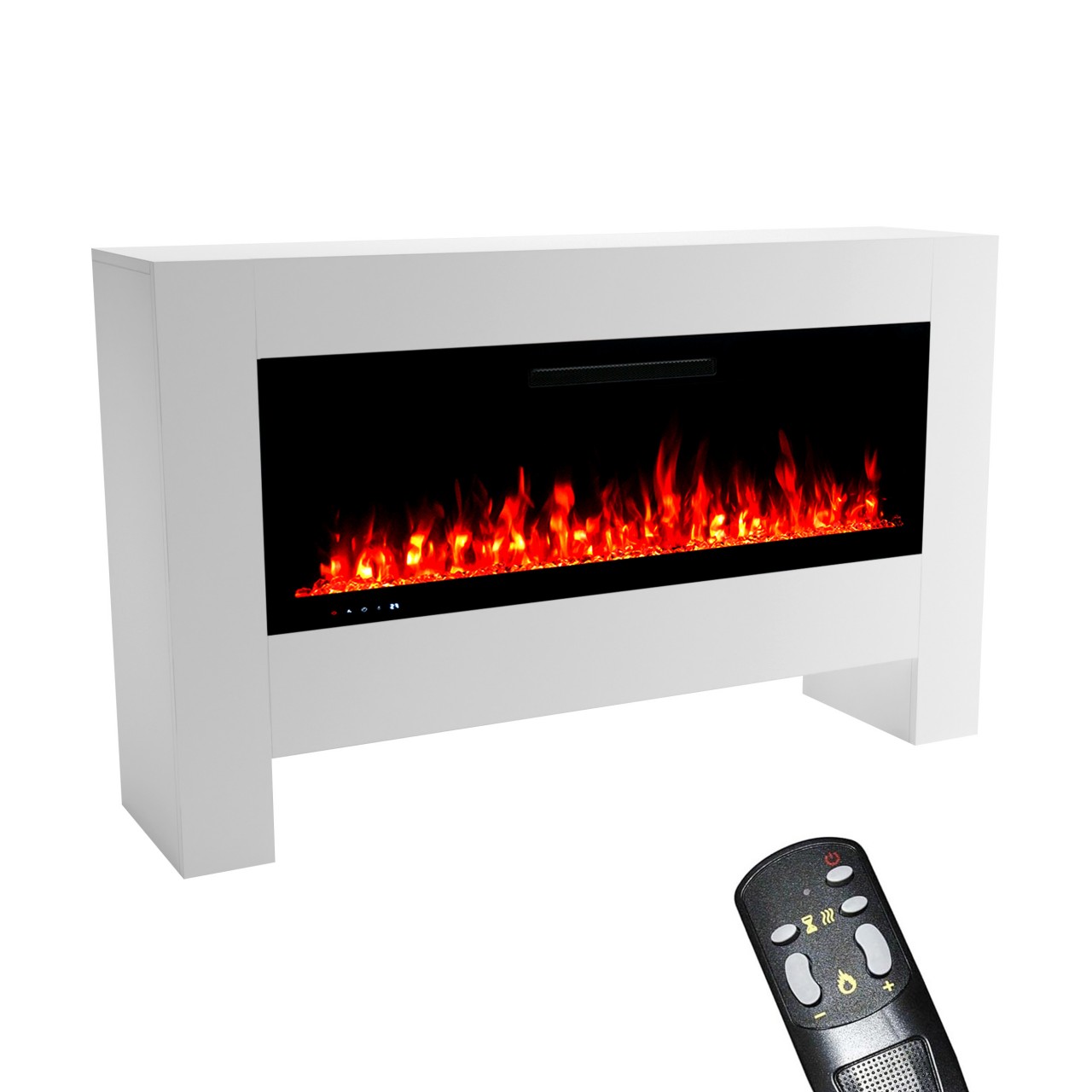 Glow Fire Inside Weiß Hermes Elektrokamin, Standkamin, Elektrischer Standkamin mit Heizung, Dekokamin